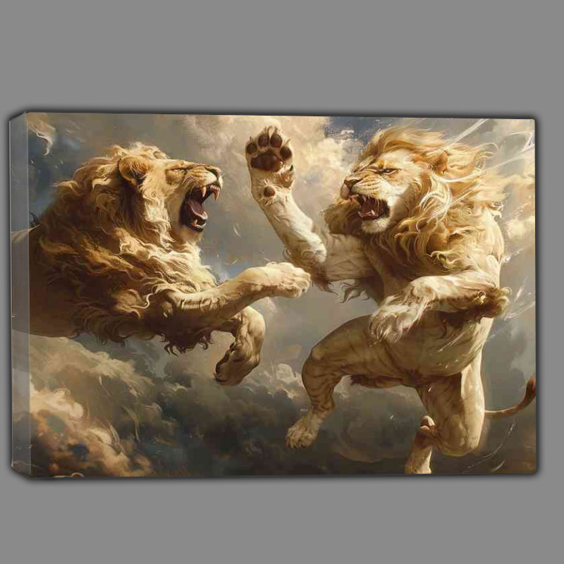 Buy Canvas : (Two lions that are fighting)