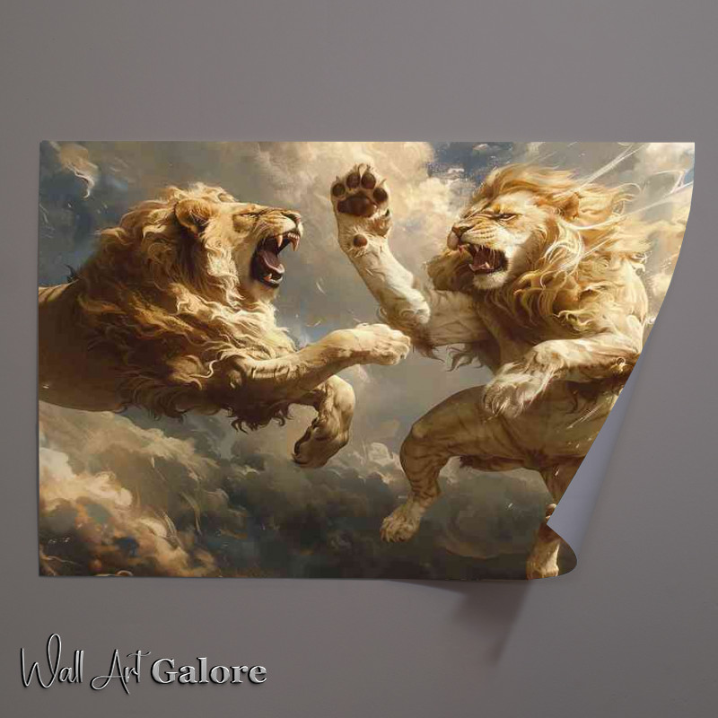 Buy Unframed Poster : (Two lions that are fighting)