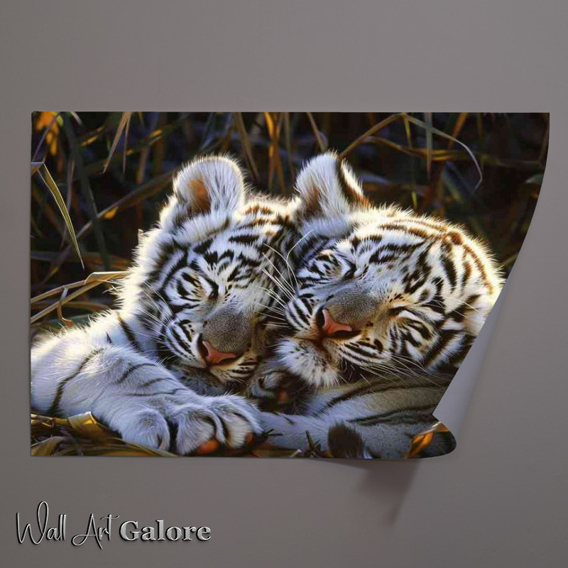 Buy Unframed Poster : (White Tiger cubs sleeping during the day)