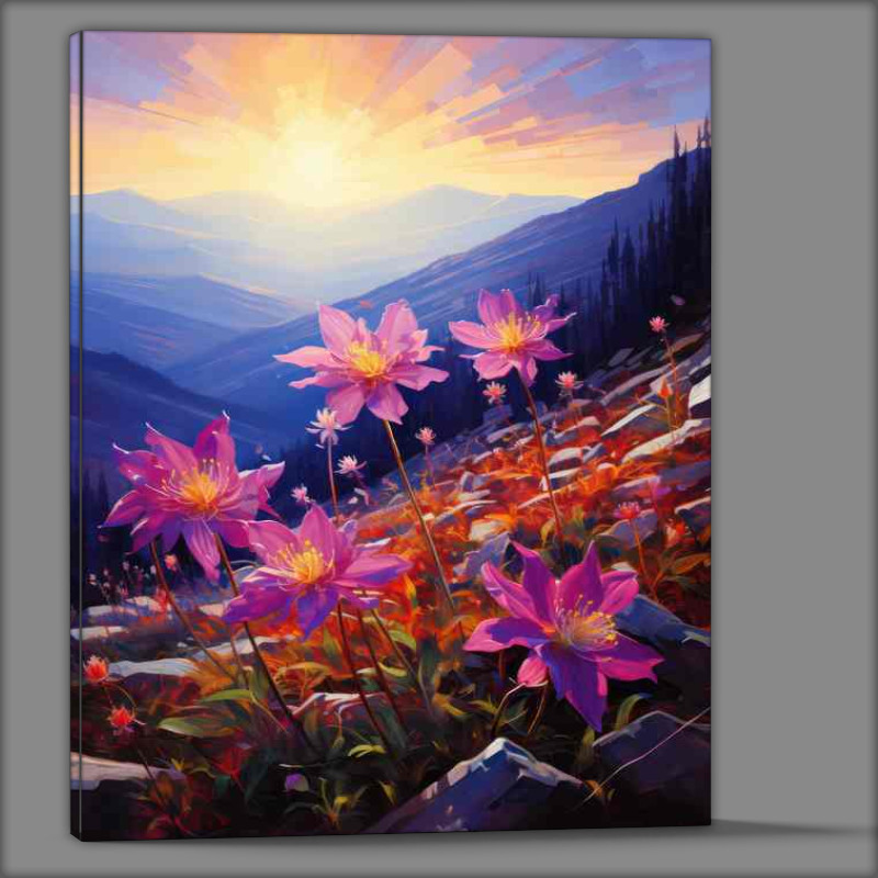 Buy Canvas : (Pink flowers in the mountains)