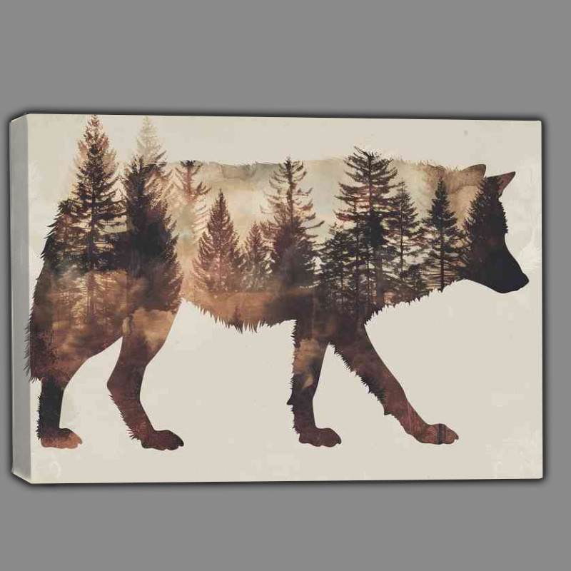 Buy Canvas : (Wolf in the forest with double exposure)