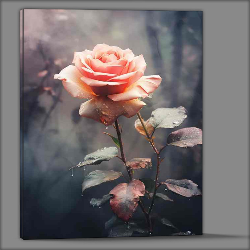 Buy Canvas : (Pink rose in a flower garden)