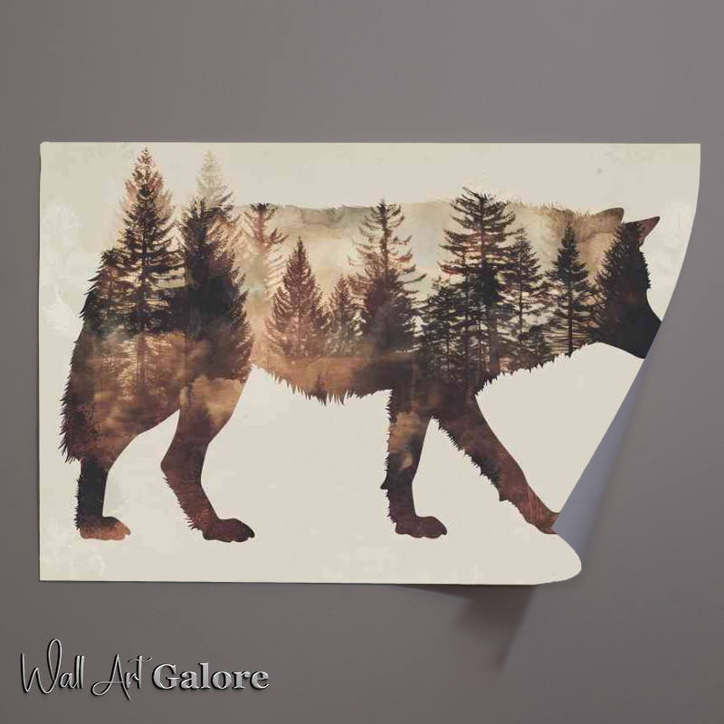 Buy Unframed Poster : (Wolf in the forest with double exposure)