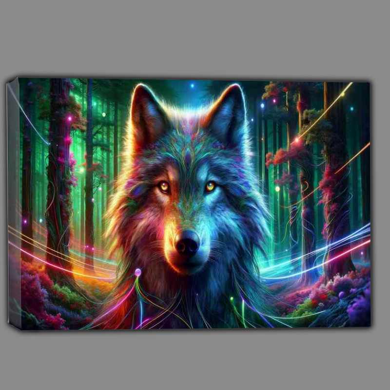 Buy Canvas : (Wolf its eyes reflecting a world where nature)