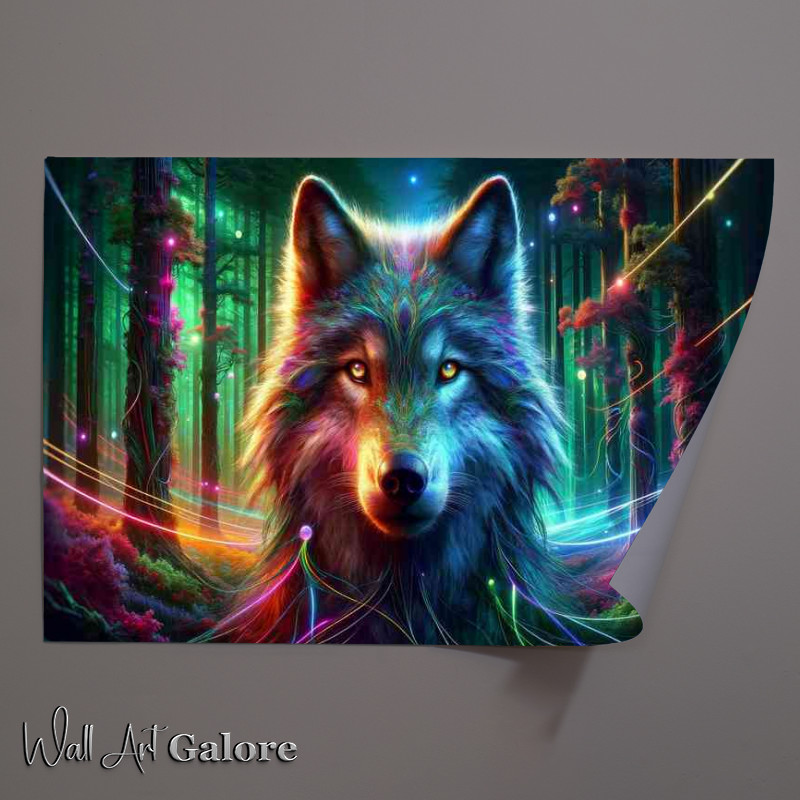 Buy Unframed Poster : (Wolf its eyes reflecting a world where nature)