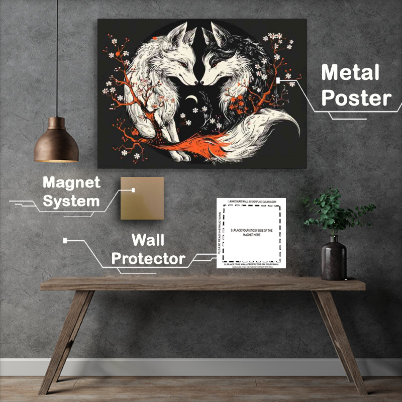 Buy Metal Poster : (Yin yang symbol made of two foxes)
