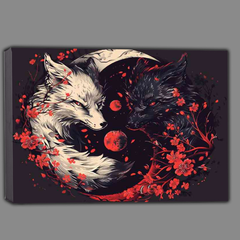 Buy Canvas : (Yin yang symbol made of two foxes one white)