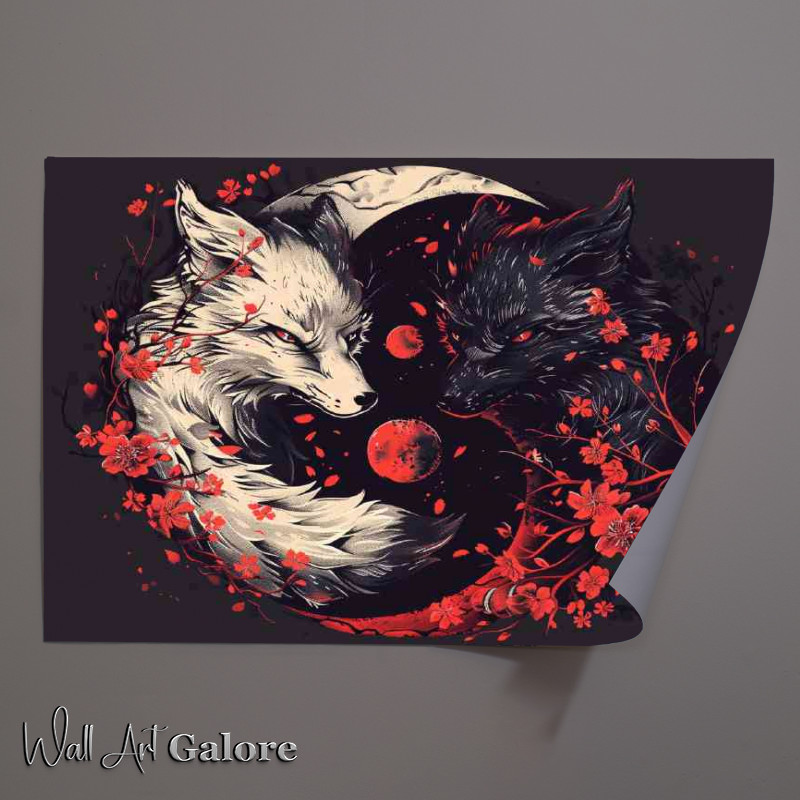 Buy Unframed Poster : (Yin yang symbol made of two foxes one white)