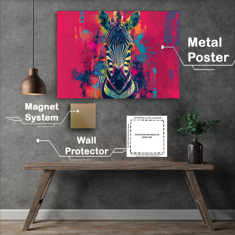 Buy Metal Poster : (Zebra head is painted with a variety of colors)