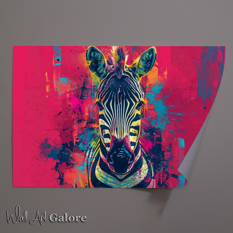 Buy Unframed Poster : (Zebra head is painted with a variety of colors)