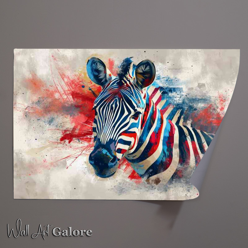Buy Unframed Poster : (Zebra with red splashes art)