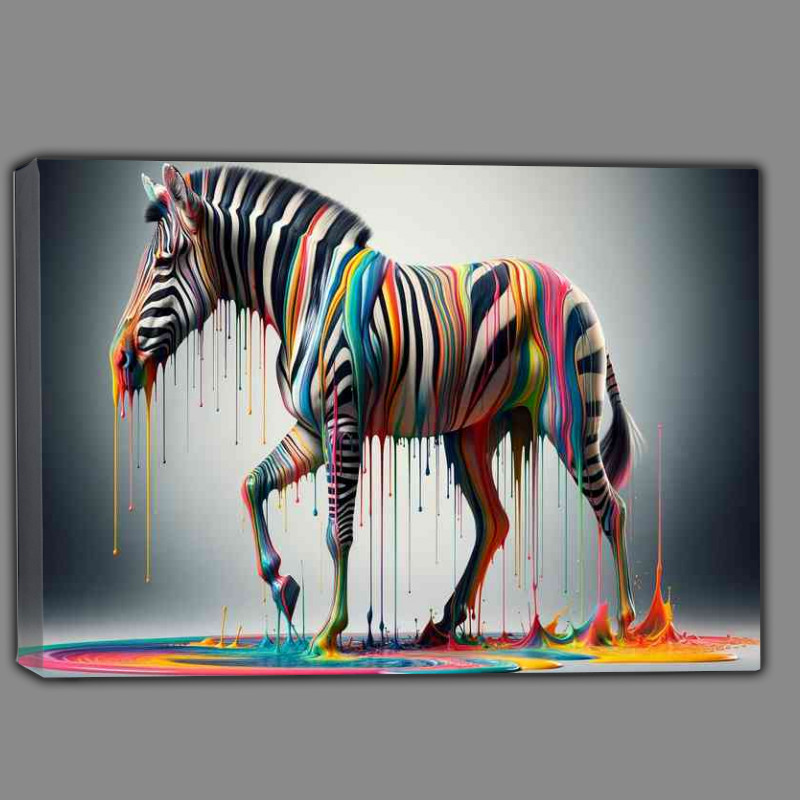 Buy Canvas : (Zebra with vibrant dripping stripes in an array of colors)