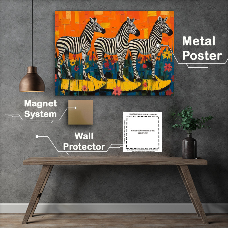 Buy Metal Poster : (Zebras in a abstract form)