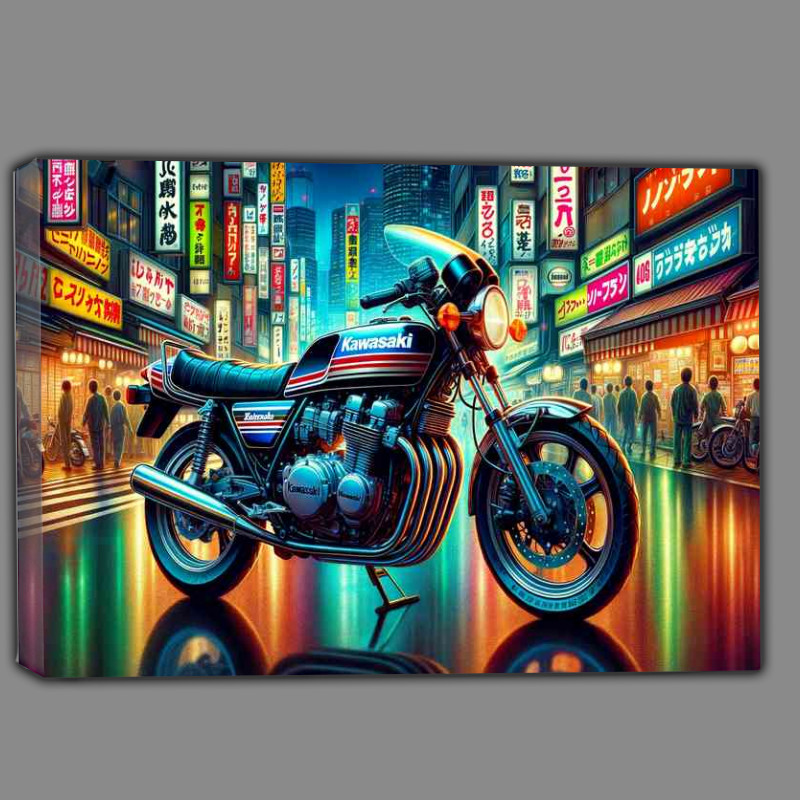 Buy Canvas : (Kawasaki 2 stroke motorcycle from the 1980s in vivid detail)