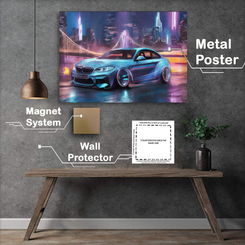 Buy Metal Poster : (A stunning BMW concept car in neon colours)