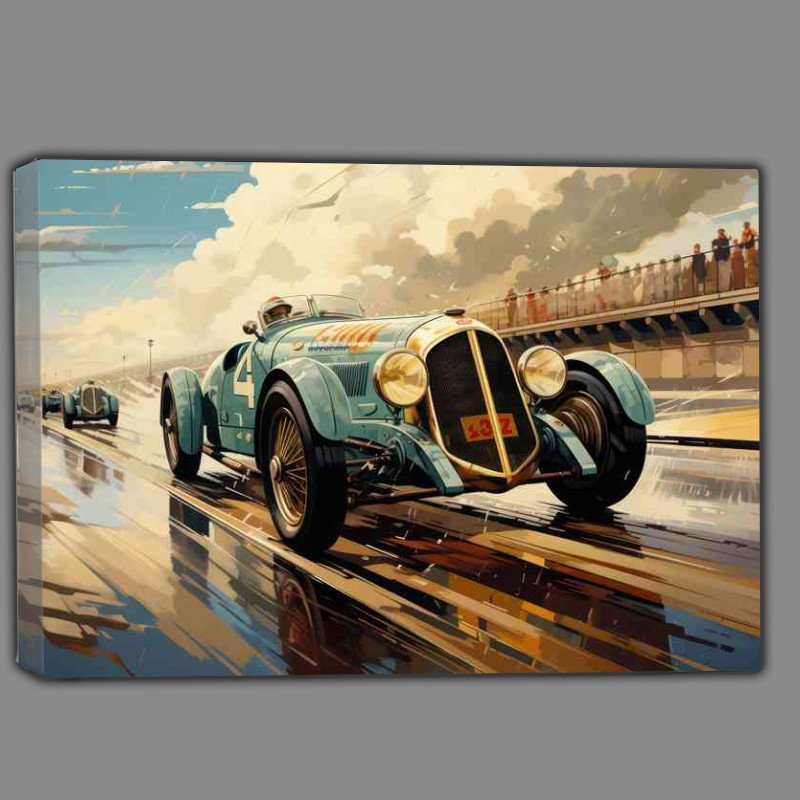 Buy Canvas : (A vintage race car on a race track classic)