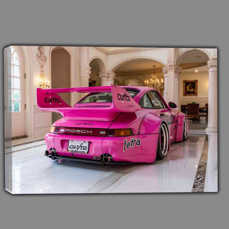 Buy Canvas : (Backside of an all pink widebody Porsche)