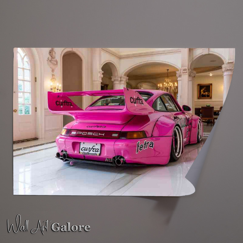 Buy Unframed Poster : (Backside of an all pink widebody Porsche)