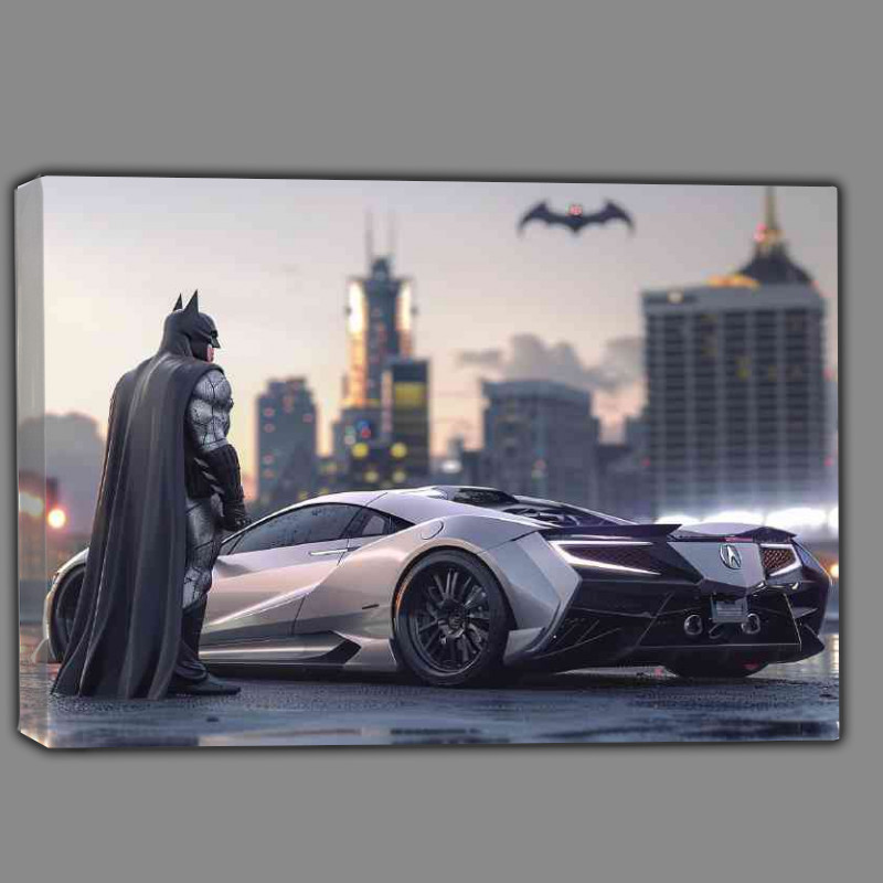 Buy Canvas : (Batman standing next to his new Concept car)
