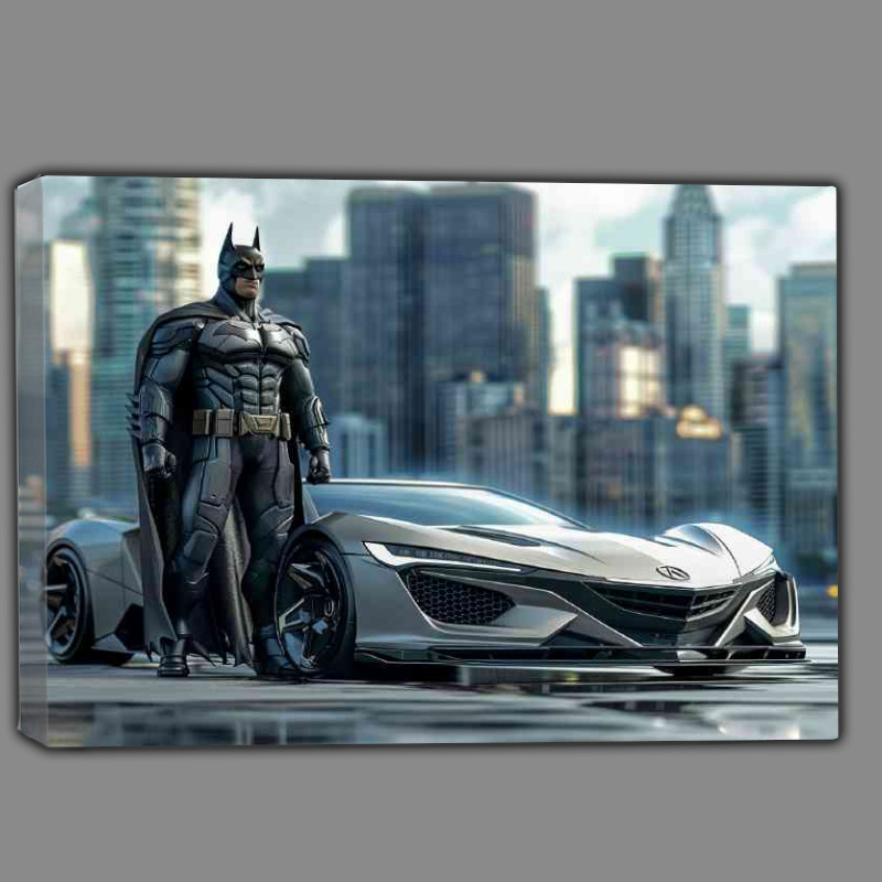 Buy Canvas : (Batman_standing_next to the silver car)