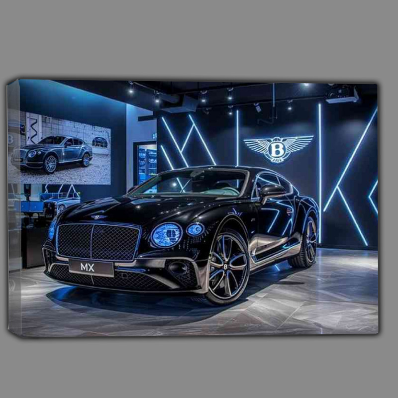 Buy Canvas : (Bentley black bodywork with silver accents parked)