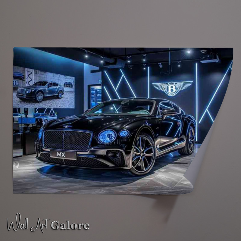 Buy Unframed Poster : (Bentley black bodywork with silver accents parked)