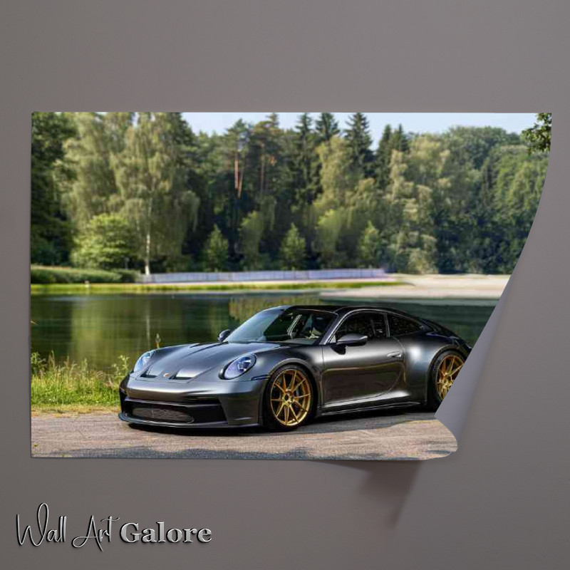 Buy Unframed Poster : (Black and grey widebody Porsche with a gloss finish)