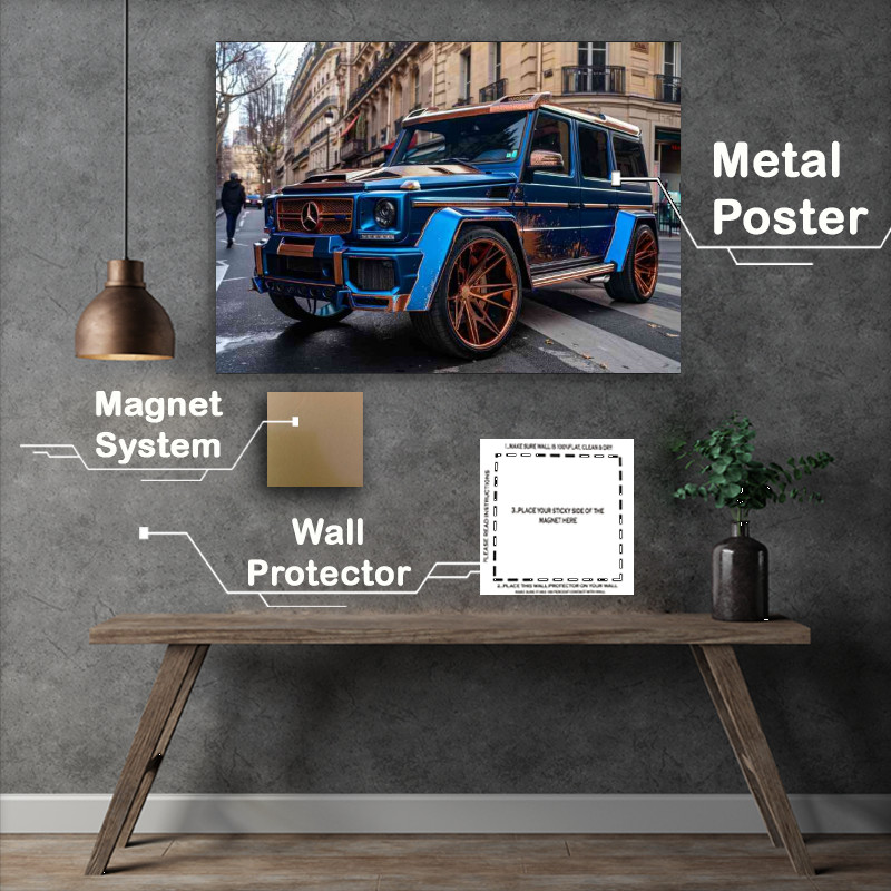 Buy Metal Poster : (Blue and copper metallic paint Mercedes G class)