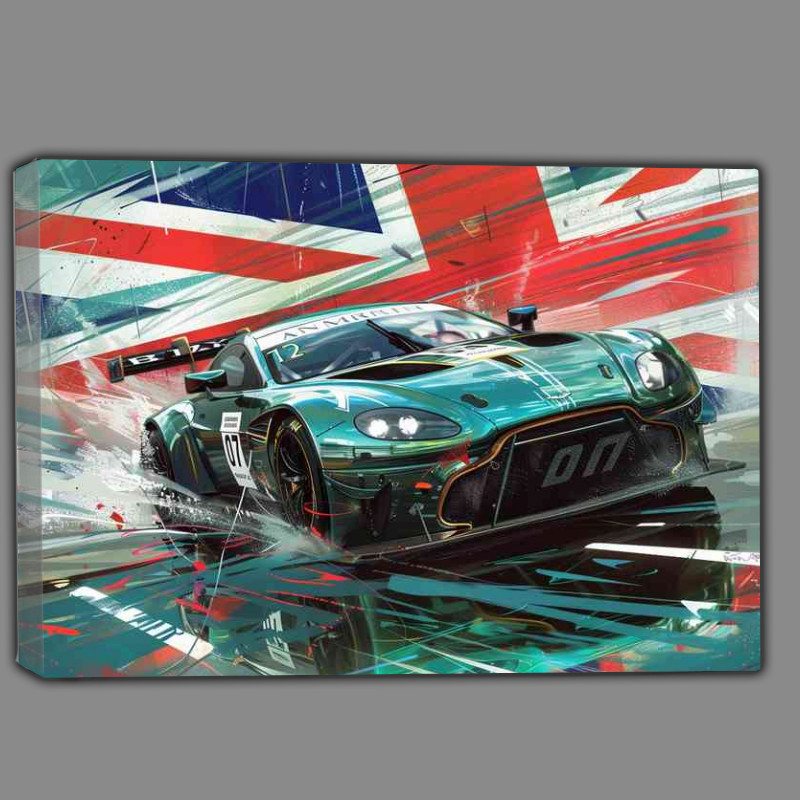 Buy Canvas : (British green Aston Martin on race day)