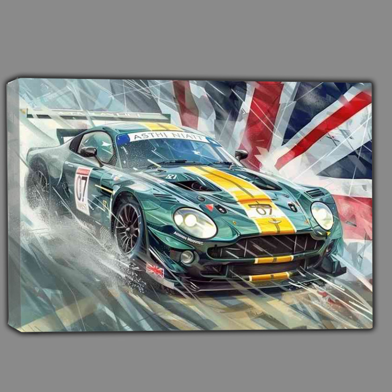 Buy Canvas : (British made Aston Martin on the track painted style)