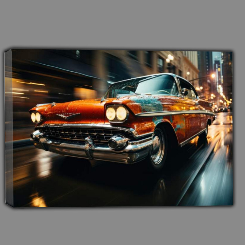 Buy Canvas : (Colourful Cadilac on the road)