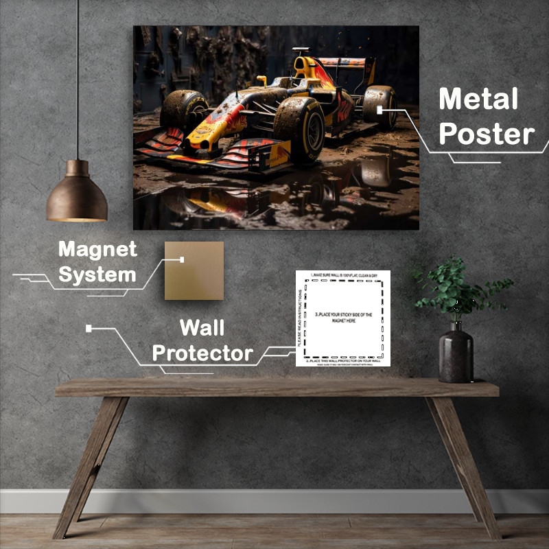 Buy Metal Poster : (Dirty Gritty racing car through the mud)