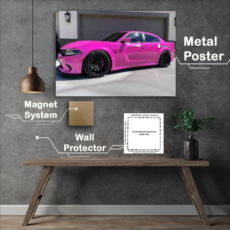 Buy Metal Poster : (Dodge charger hellcat pink candy paint color)