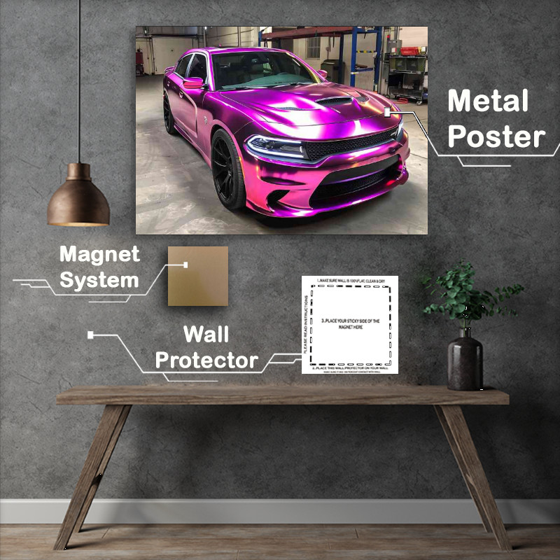 Buy Metal Poster : (Dodge charger srt hellcat magenta color car)