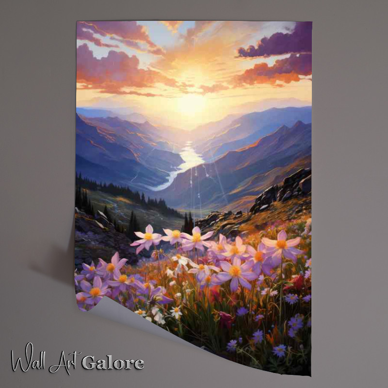 Buy Unframed Poster : (Wild columbines bloom in the mountains at sunrise)