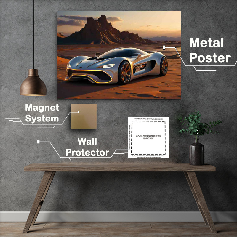 Buy Metal Poster : (Exotic sports Car in the desert)