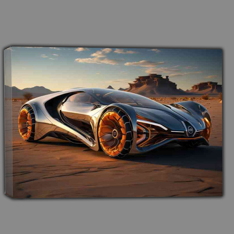 Buy Canvas : (Exotic sports car in the desert in silver)