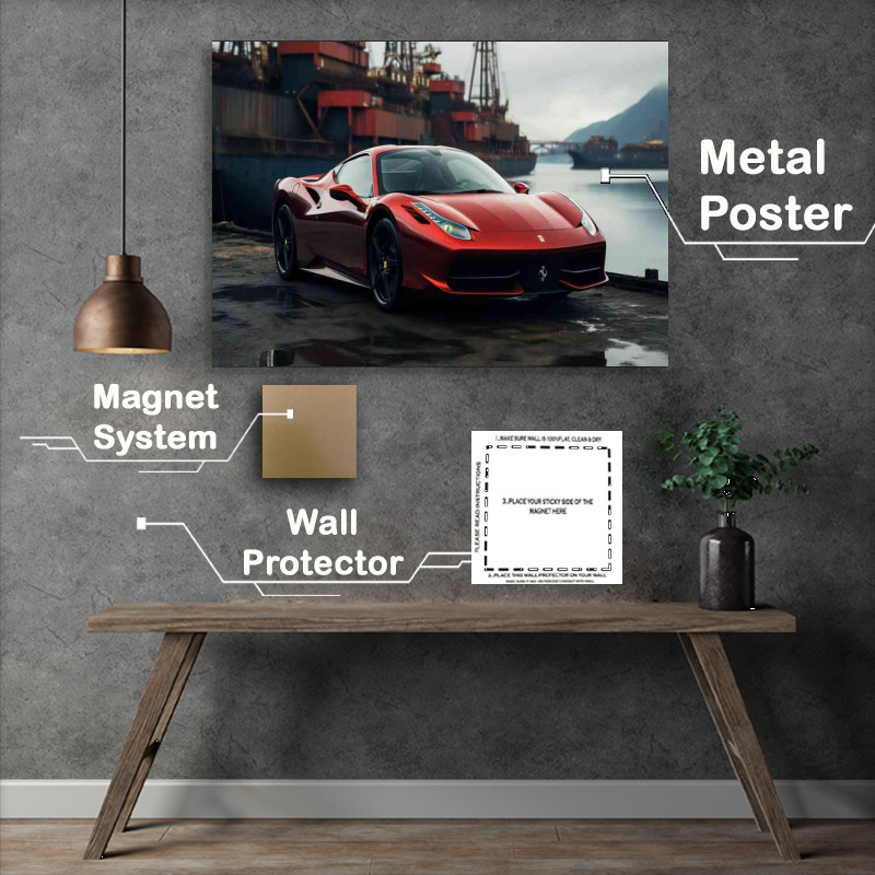 Buy Metal Poster : (Ferrari 458 spider on san fransisco bay)
