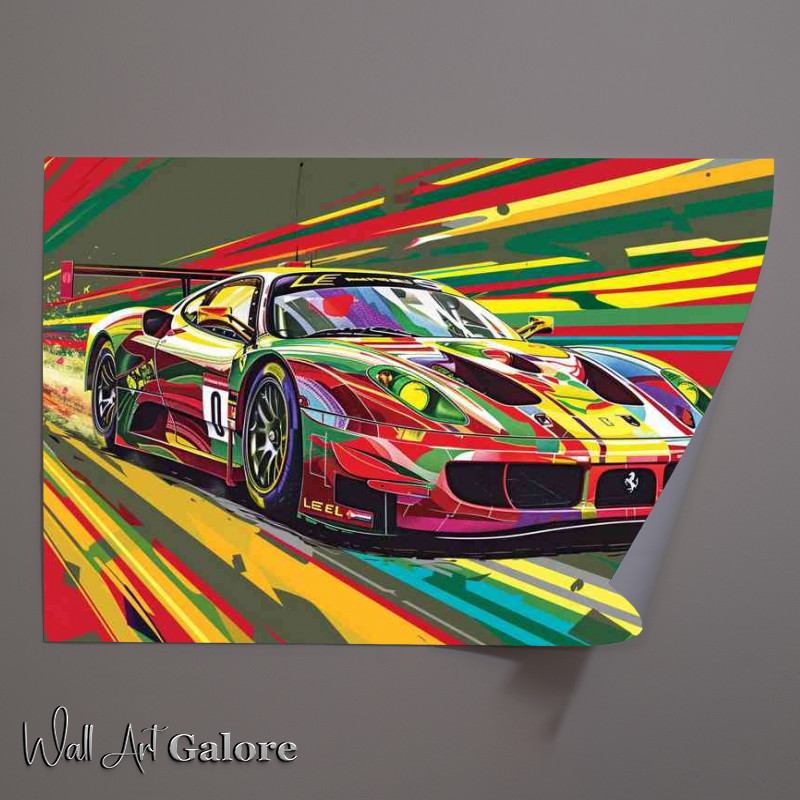 Buy Unframed Poster : (Ferrari Le Mans race car in the style of pop art)