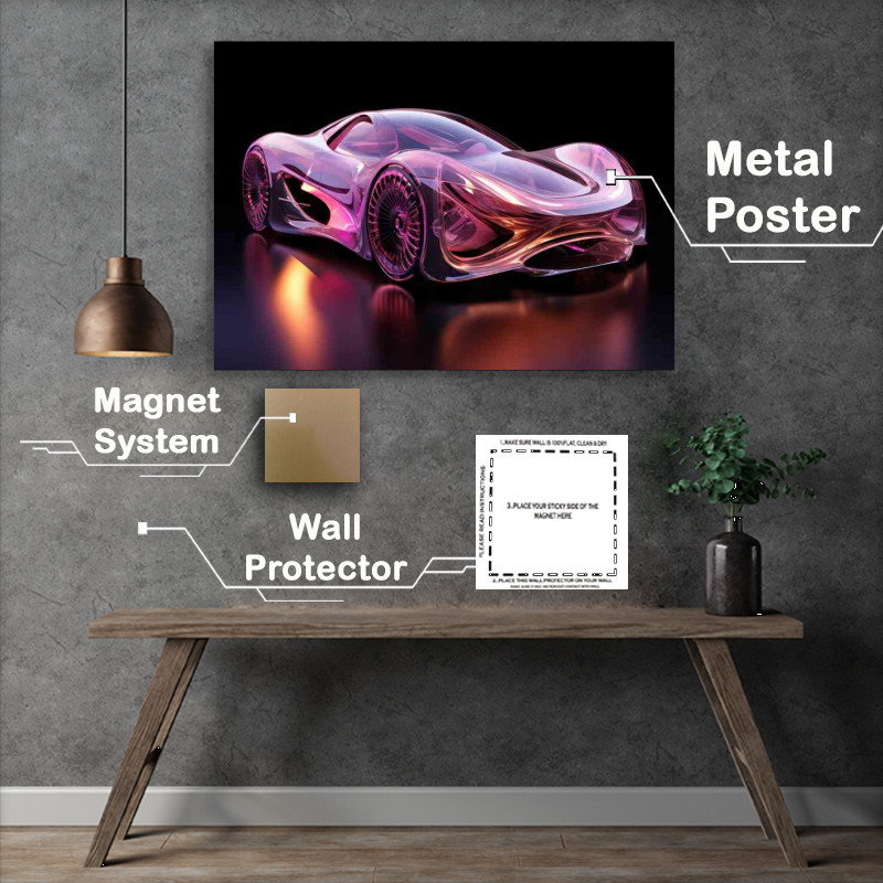 Buy Metal Poster : (Futureistic concept car in pink)