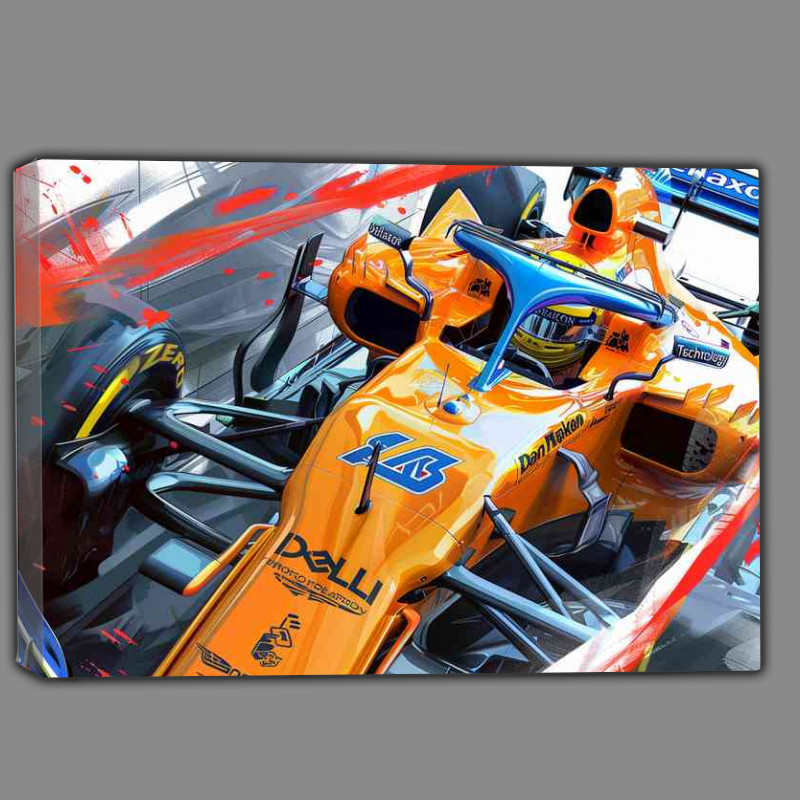 Buy Canvas : (Futuristic McLaren racing car orange and blue)