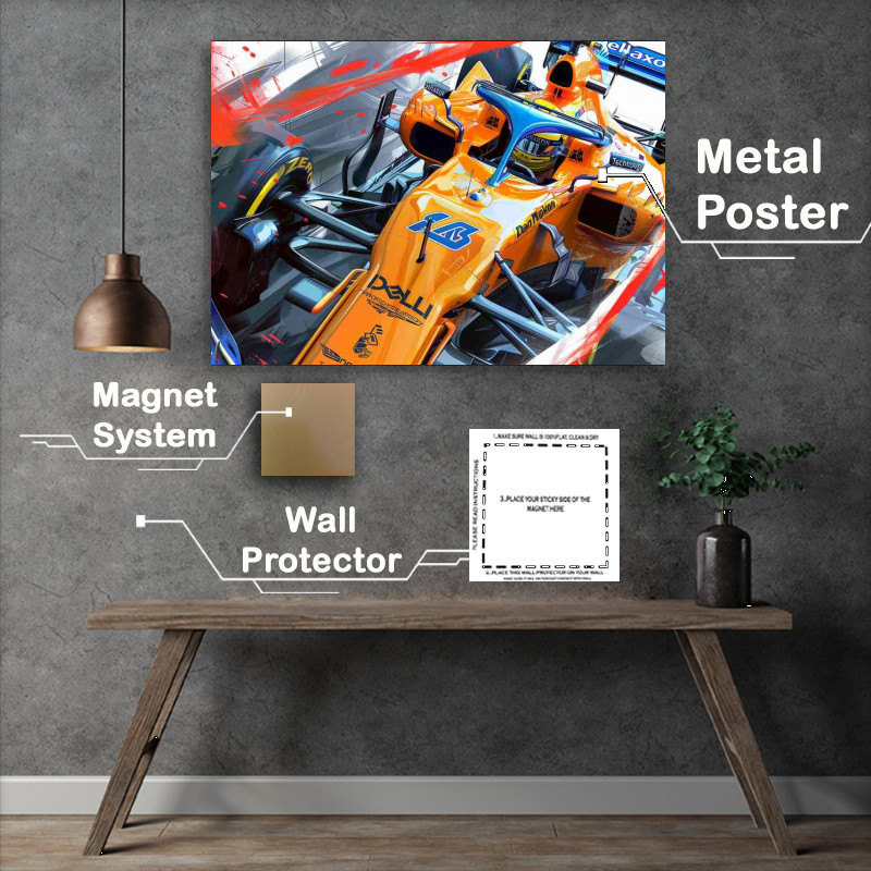 Buy Metal Poster : (Futuristic McLaren racing car orange and blue)