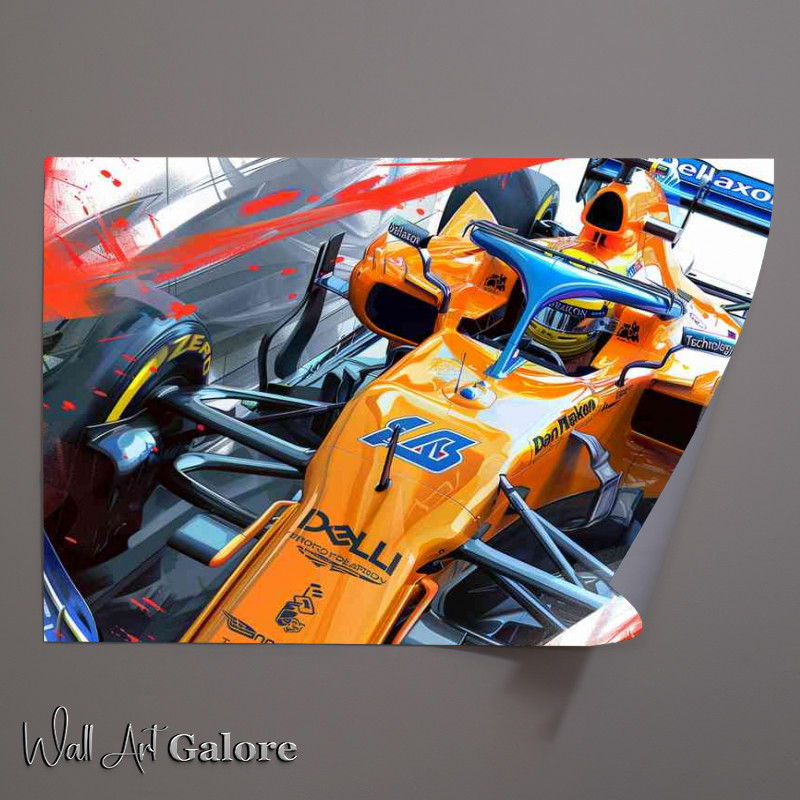 Buy Unframed Poster : (Futuristic McLaren racing car orange and blue)