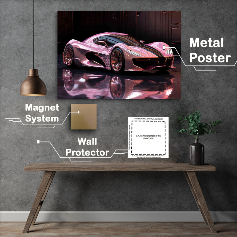 Buy Metal Poster : (Futuristic car in pink)