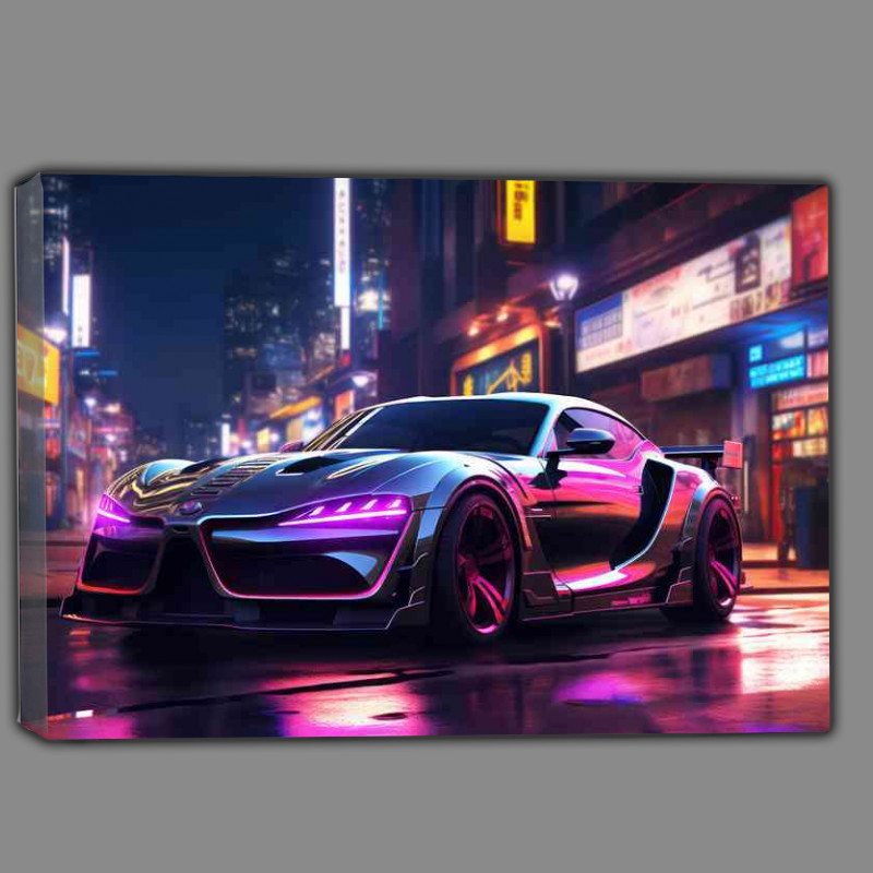 Buy Canvas : (Futuristic car in the city in the style of neon)