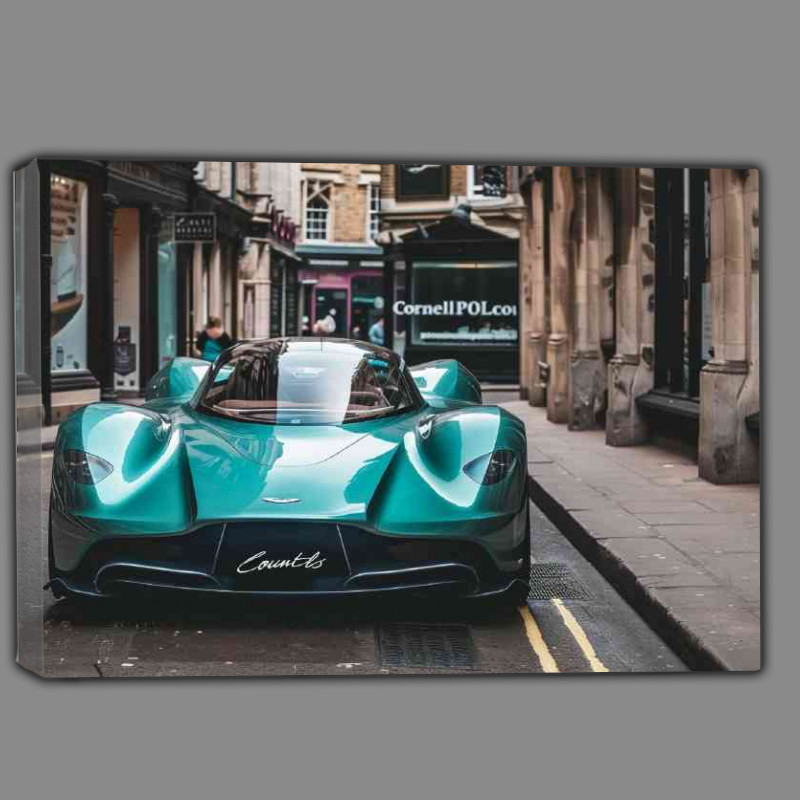 Buy Canvas : (Futuristic concept car style Aston Martin in teal green)