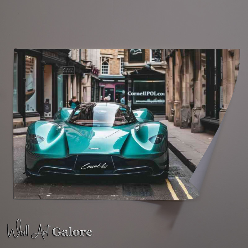 Buy Unframed Poster : (Futuristic concept car style Aston Martin in teal green)