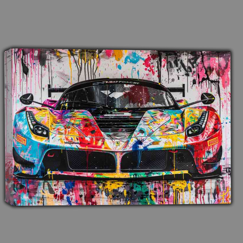 Buy Canvas : (Graffiti painting of the Ferrari Le Mans race car)