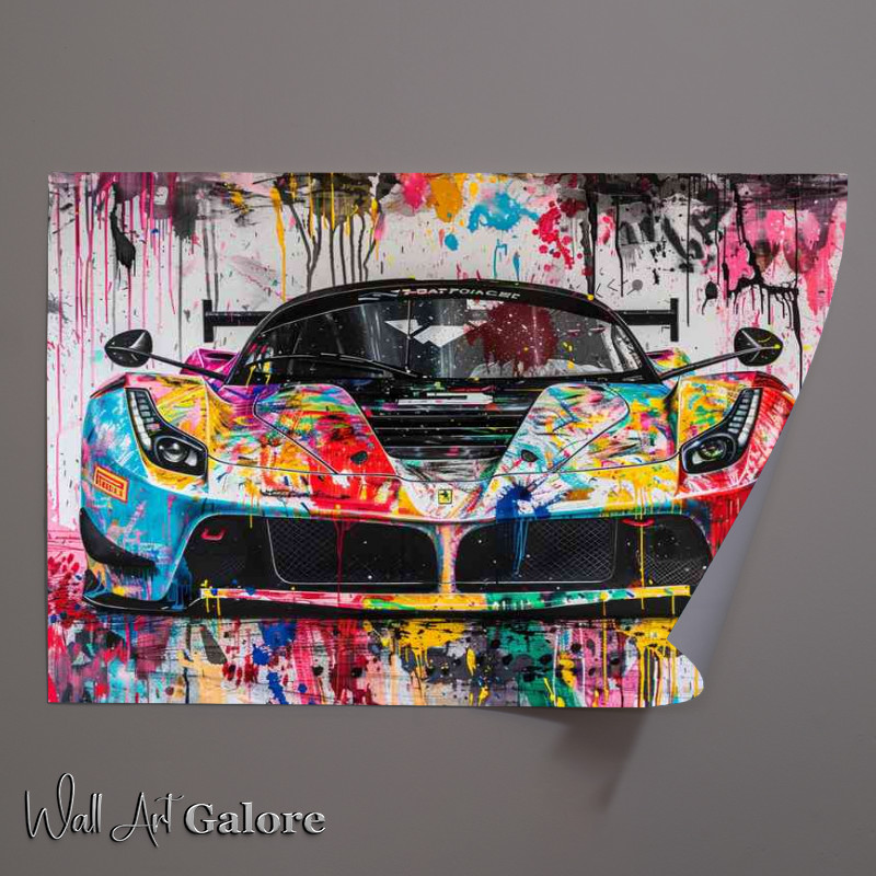 Buy Unframed Poster : (Graffiti painting of the Ferrari Le Mans race car)