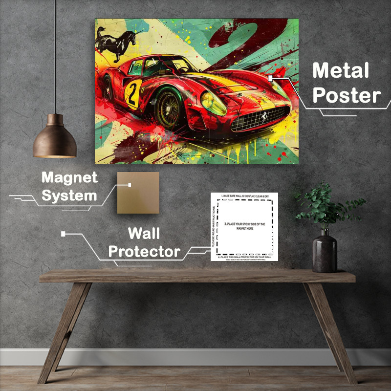 Buy Metal Poster : (Graffiti style Ferrari Le Mans race car)